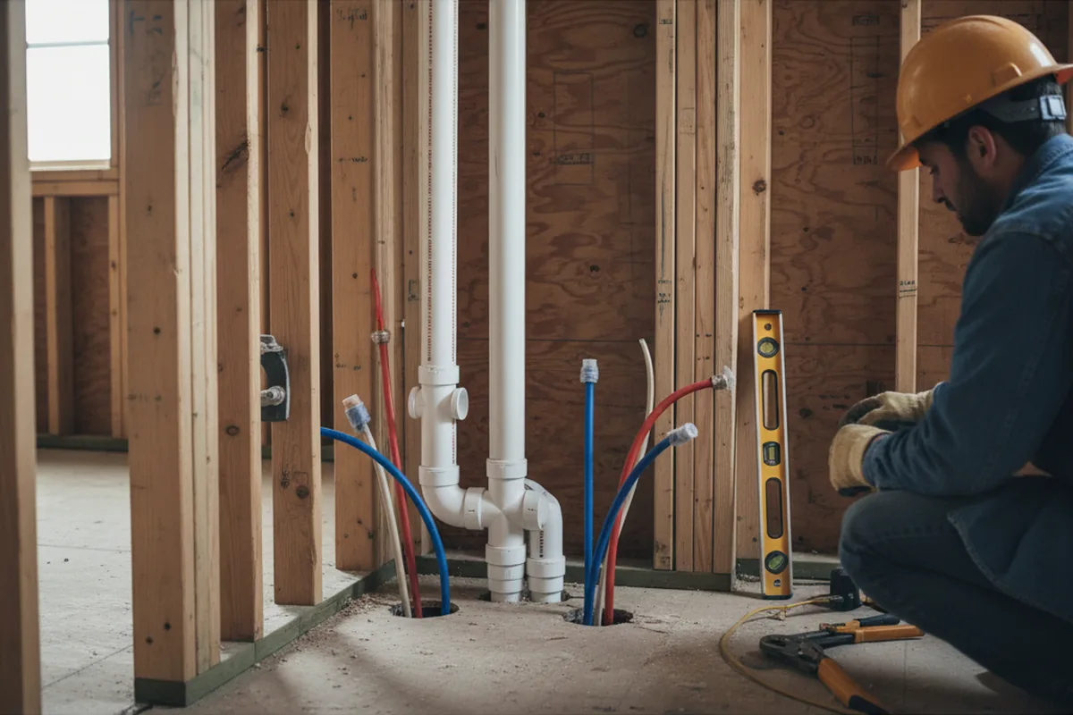 Drain and supply rough-in during Drain Cleaning in Aberdeen